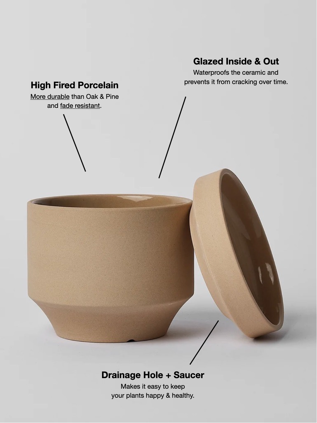 Round Two Ceramic Pot, Large 8" (Multiple Colours)